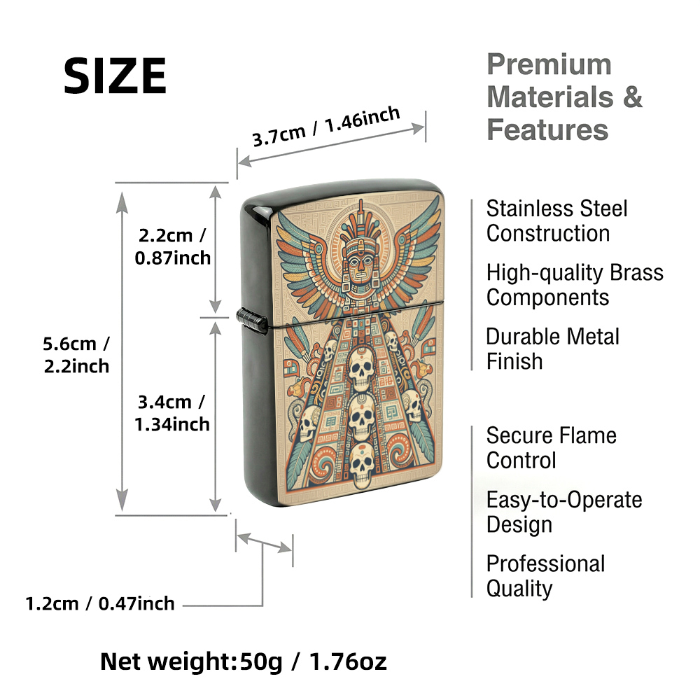 Flip Top Lighter Aztec Tribal  - Vintage Collectible Lighters recension och pris