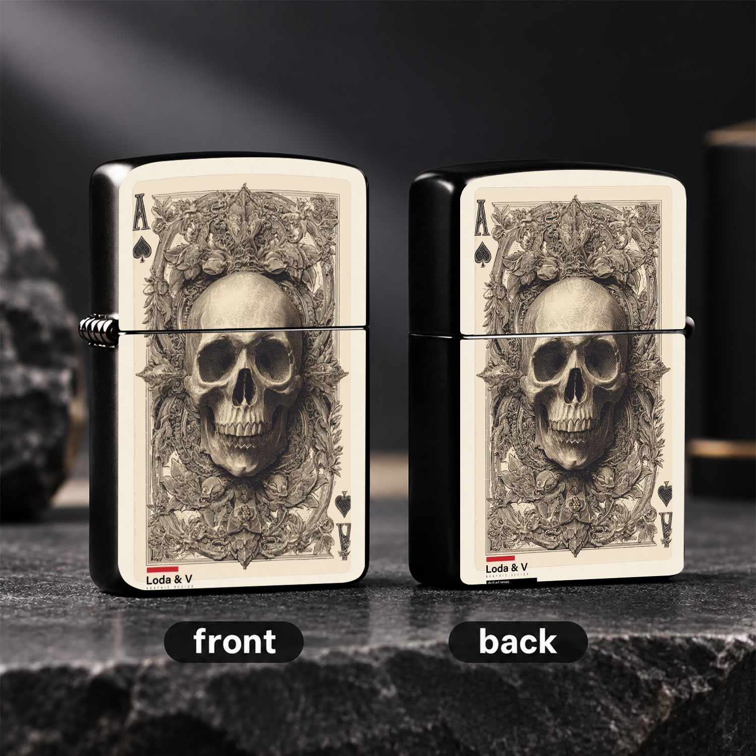 Vintage Engraved Skull Ace of  - Vintage Collectible Lighters recension och pris