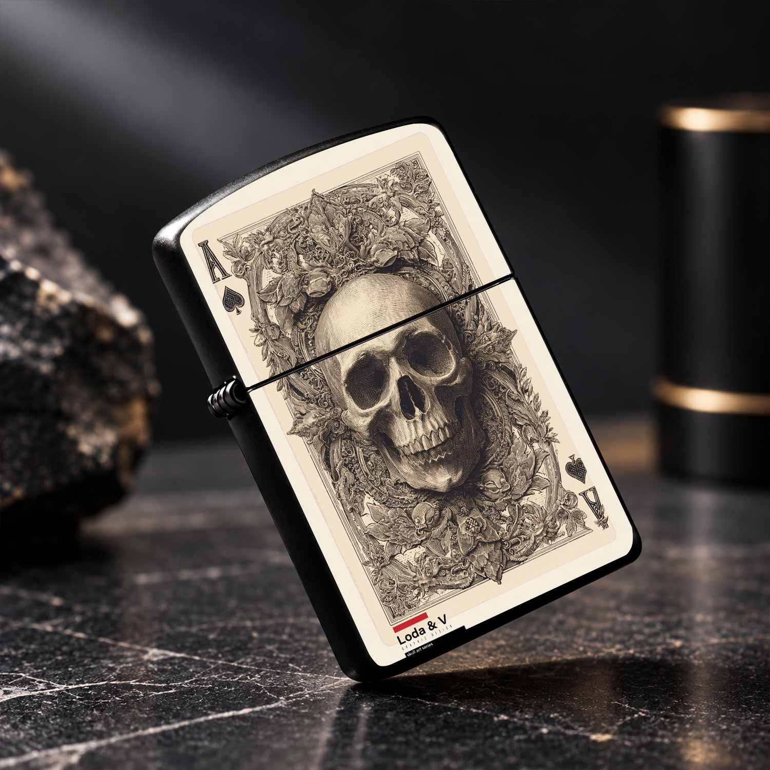 Vintage Engraved Skull Ace of  - Vintage Collectible Lighters recension och pris