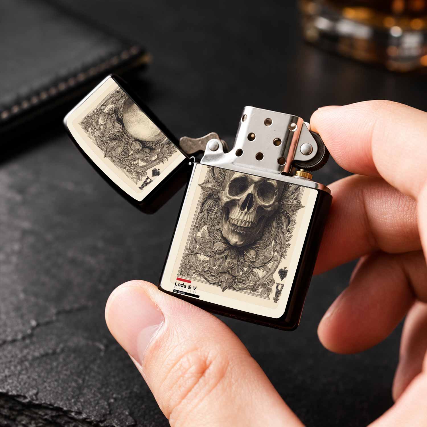 Vintage Engraved Skull Ace of  - Vintage Collectible Lighters recension och pris