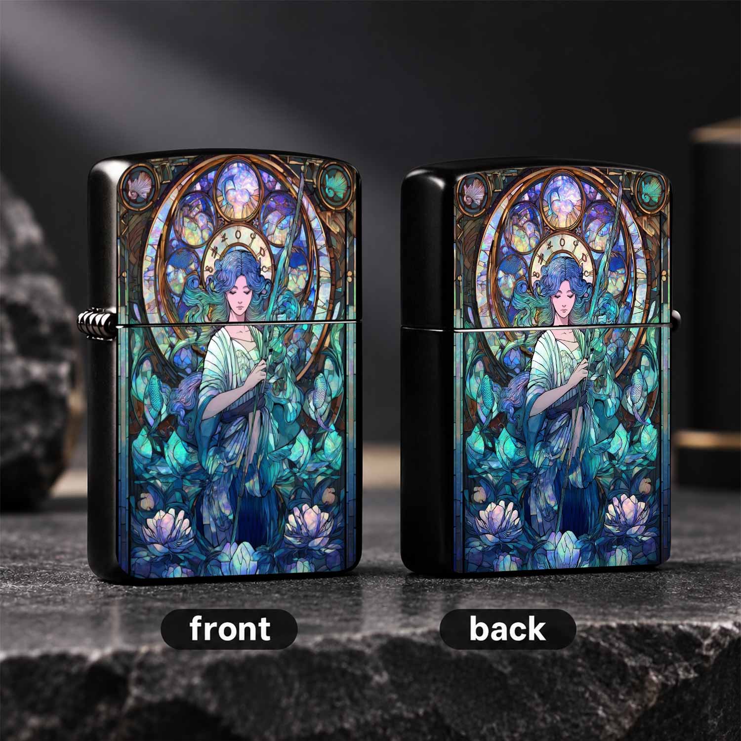 Art Nouveau Stained Glass Sea  - Vintage Collectible Lighters recension och pris